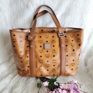 MCM VISETOS COGNAC TOTE BAG